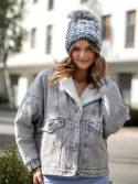 Weiße Wintermütze mit Fischgrätenmuster C13 – Online-Shop – Boutique